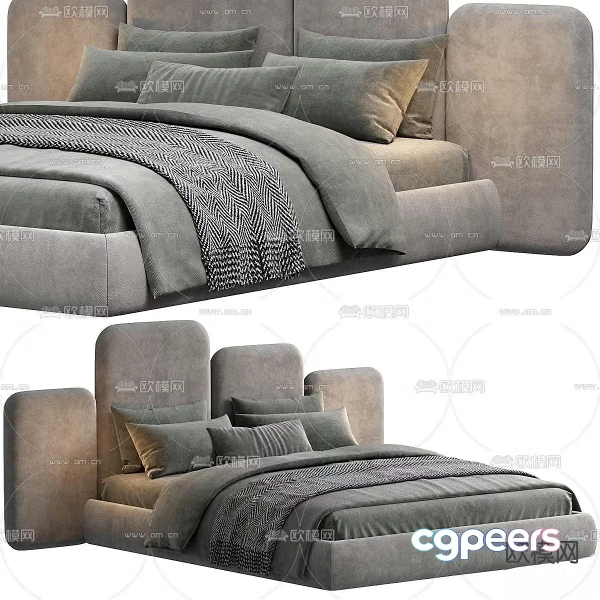 Modern double bed 3d model