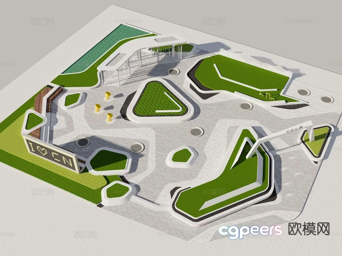 Park landscape terrain landscape 3d model