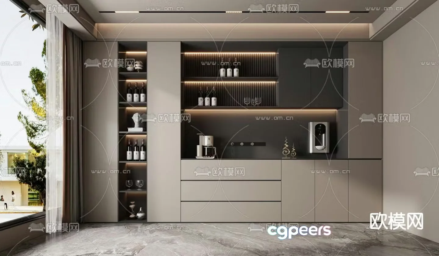 Modern wine cabinet 3d model