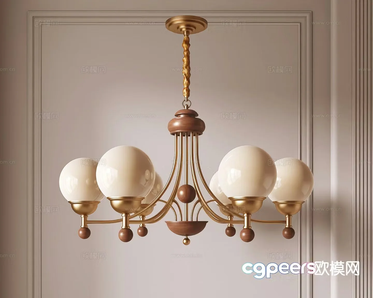 Medieval style multi-head chandelier 3D model