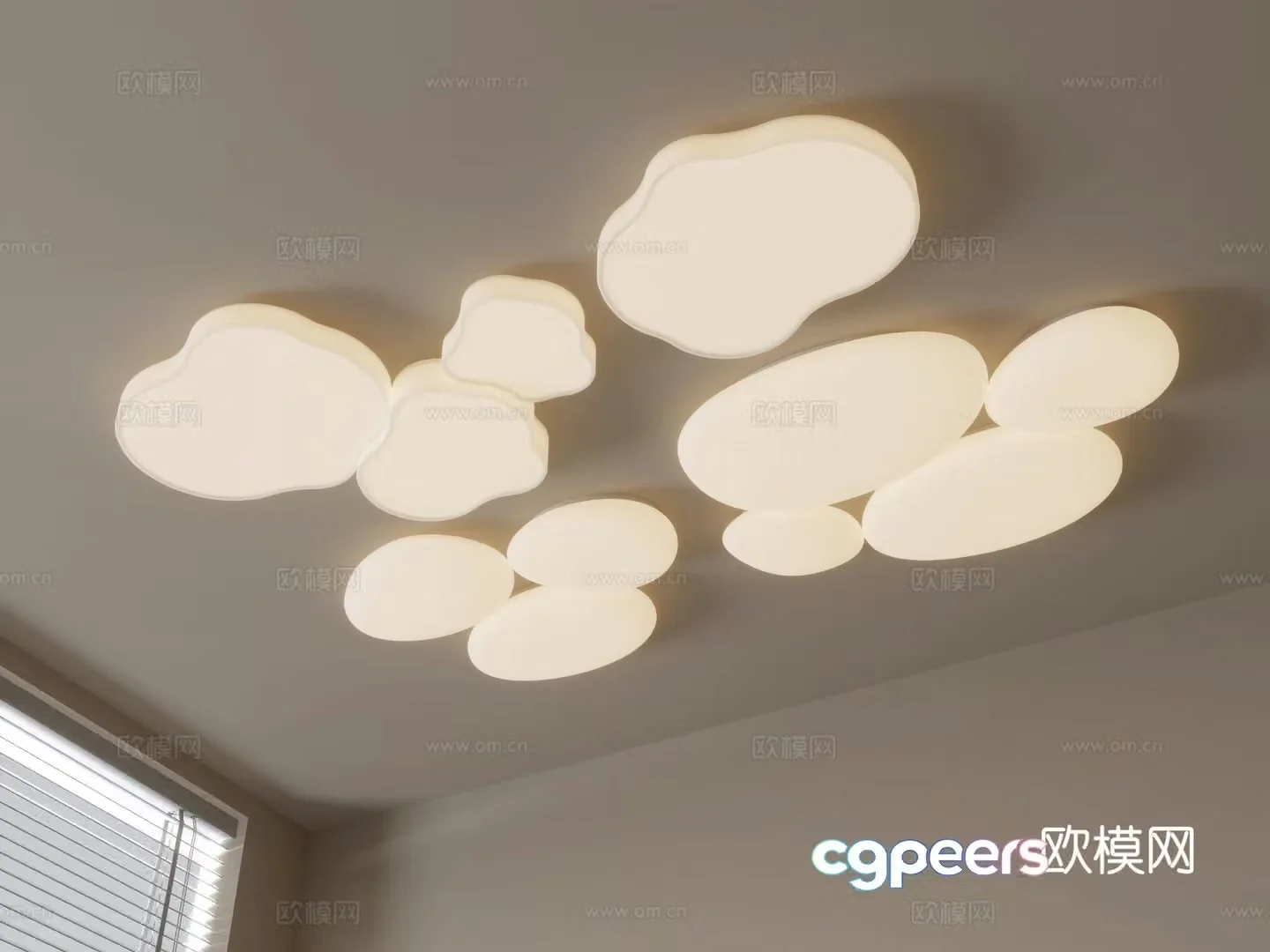 Cream style ceiling lamp bedroom lamp 3d model
