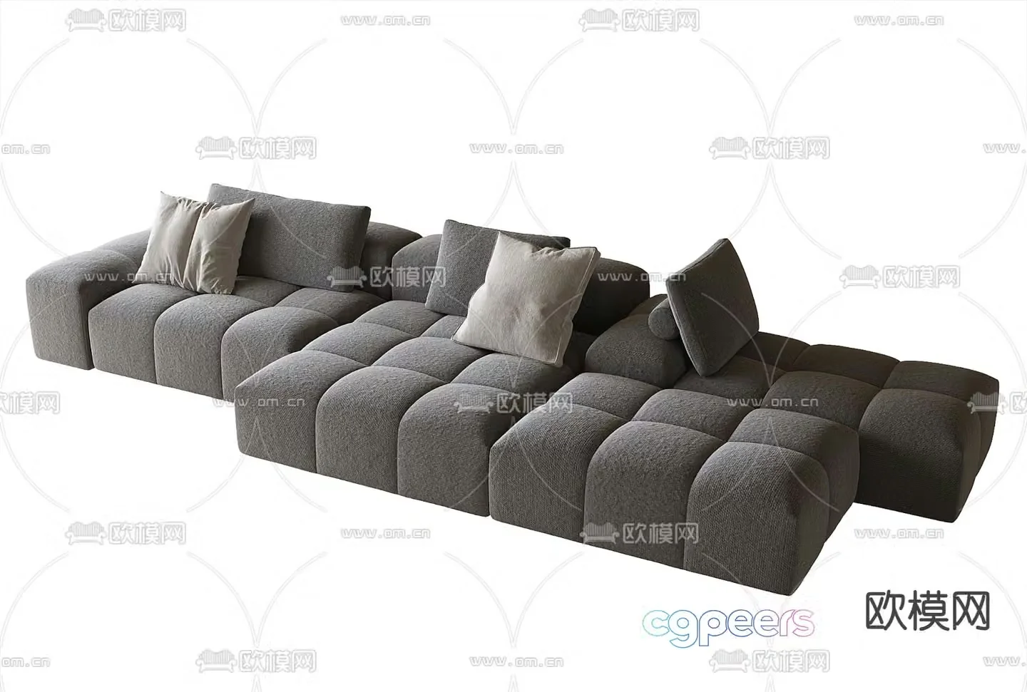 Multi-person sofa fabric sofa 3d model