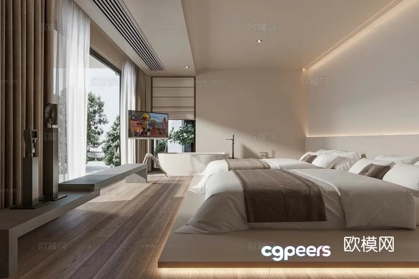 Modern B&B guest room 3D model