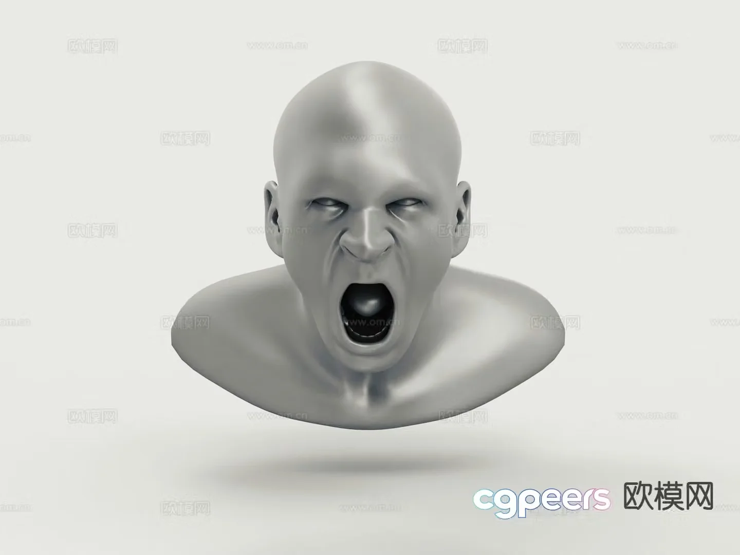 roaring head sculpture statue 3d model