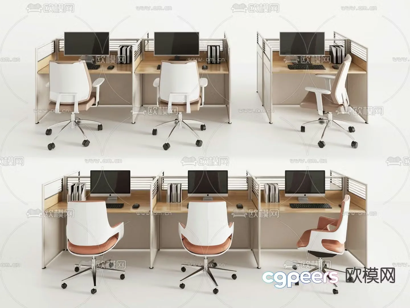Card desk staff desk workstation 3D model