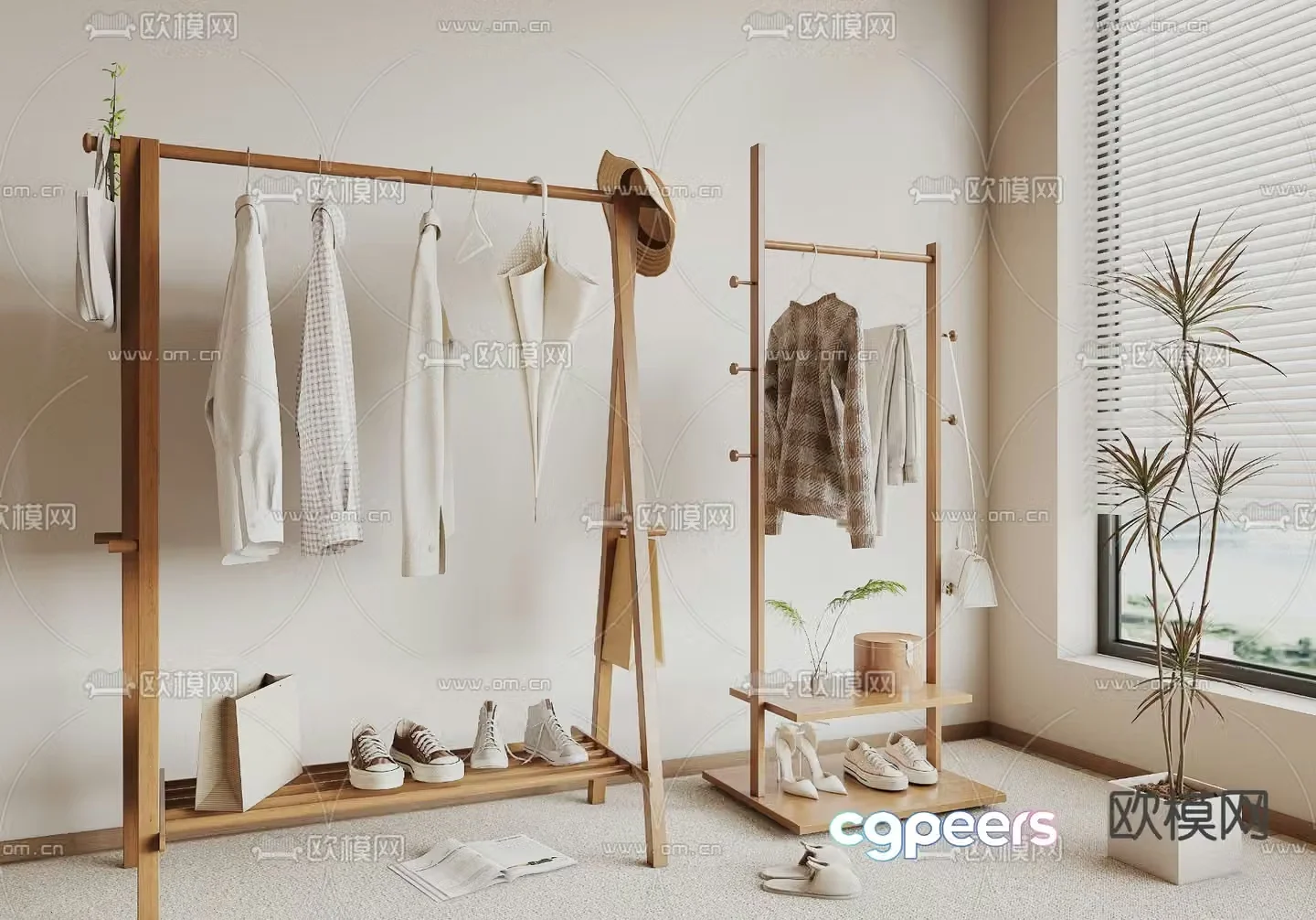 Clothes rack coat rack 3d model
