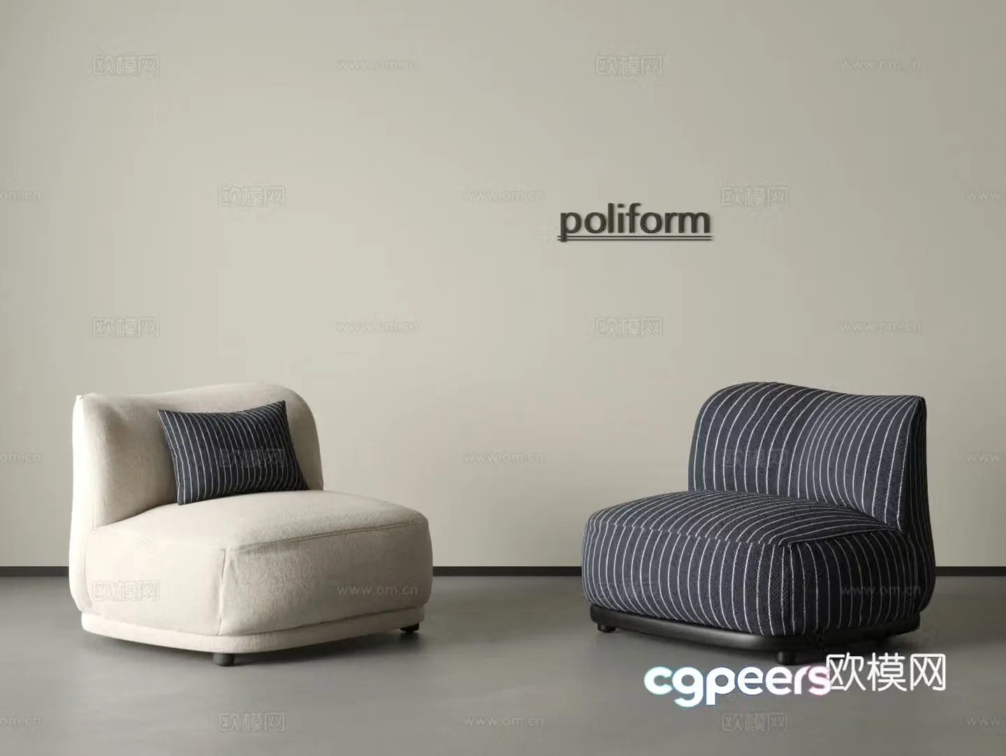 Modern leisure chair Single chair Leisure sofa Negotiation chair Leisure chair Hanging painting Carpet 3D model
