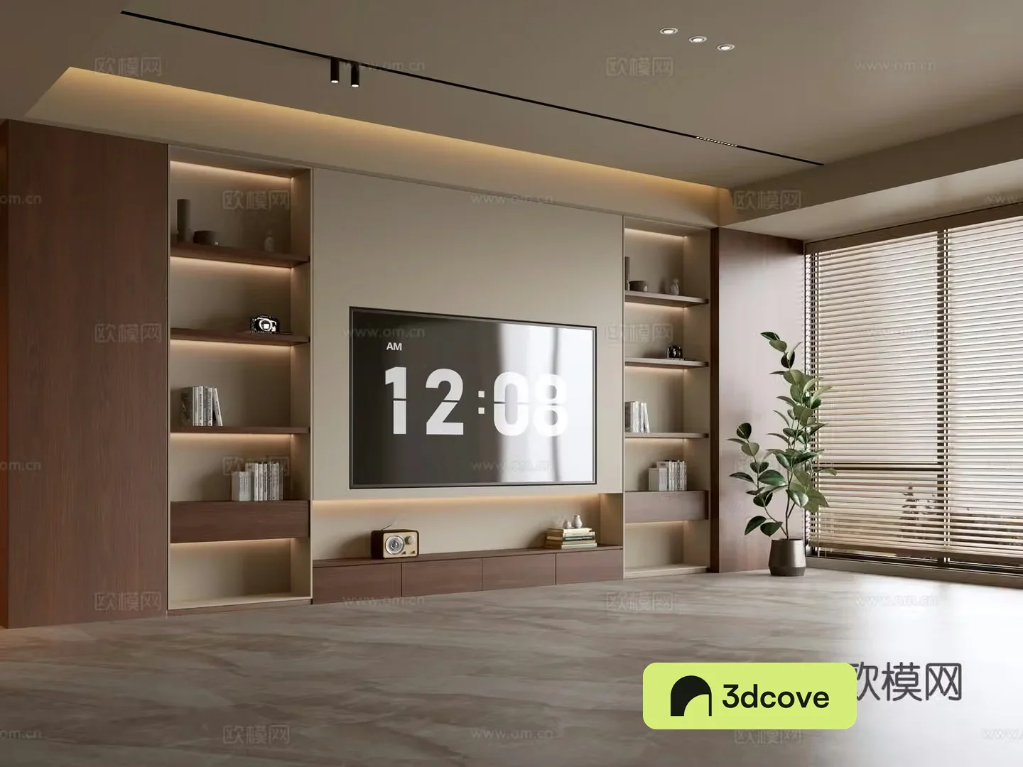 Wasabi Middle Style TV Cabinet TV Background Wall Overall Cabinet TV Background Wall Medal Style 3D Model