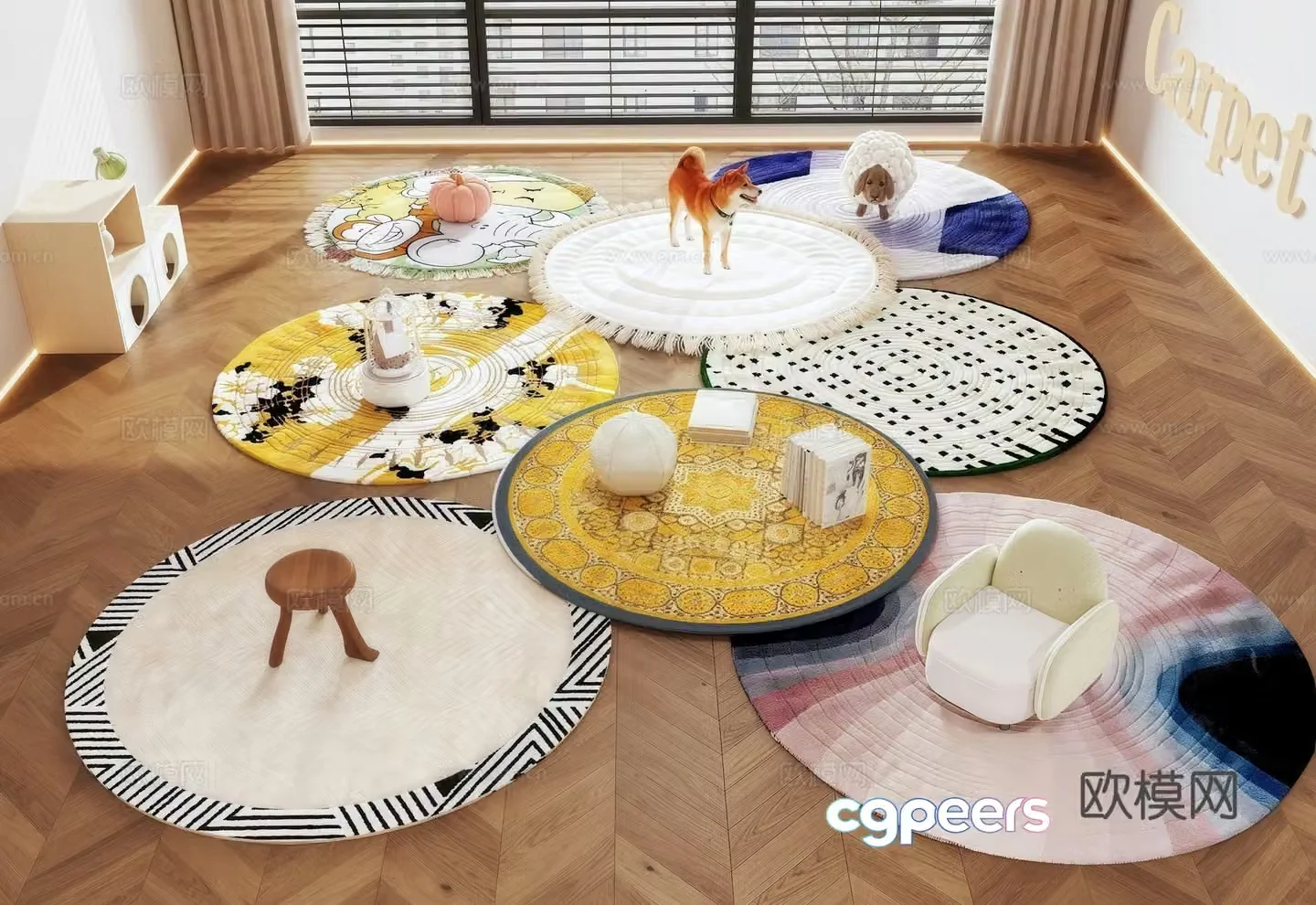Modern Wasabi Round Carpet 3D Model