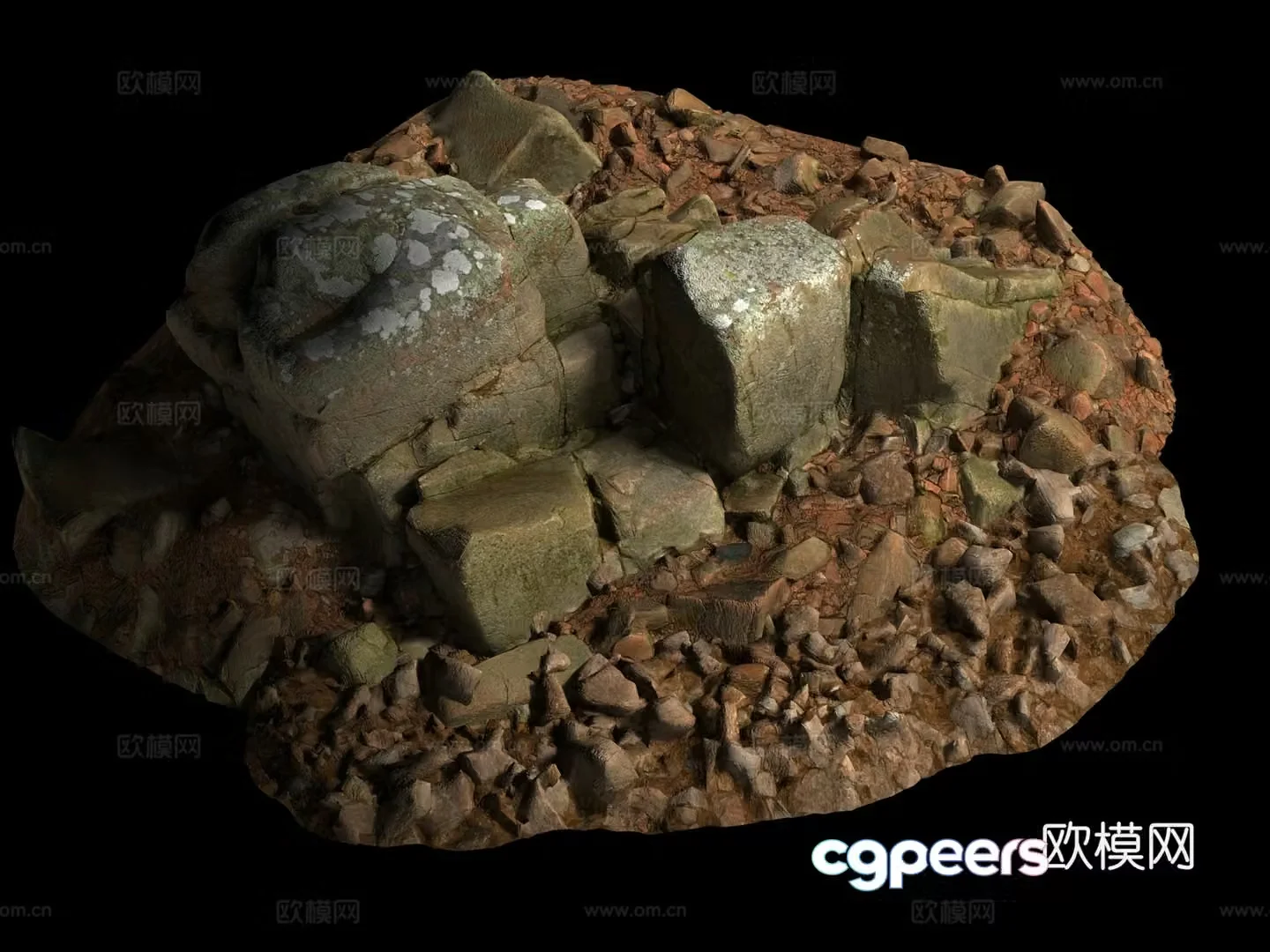 stone rock stone pile 3d model