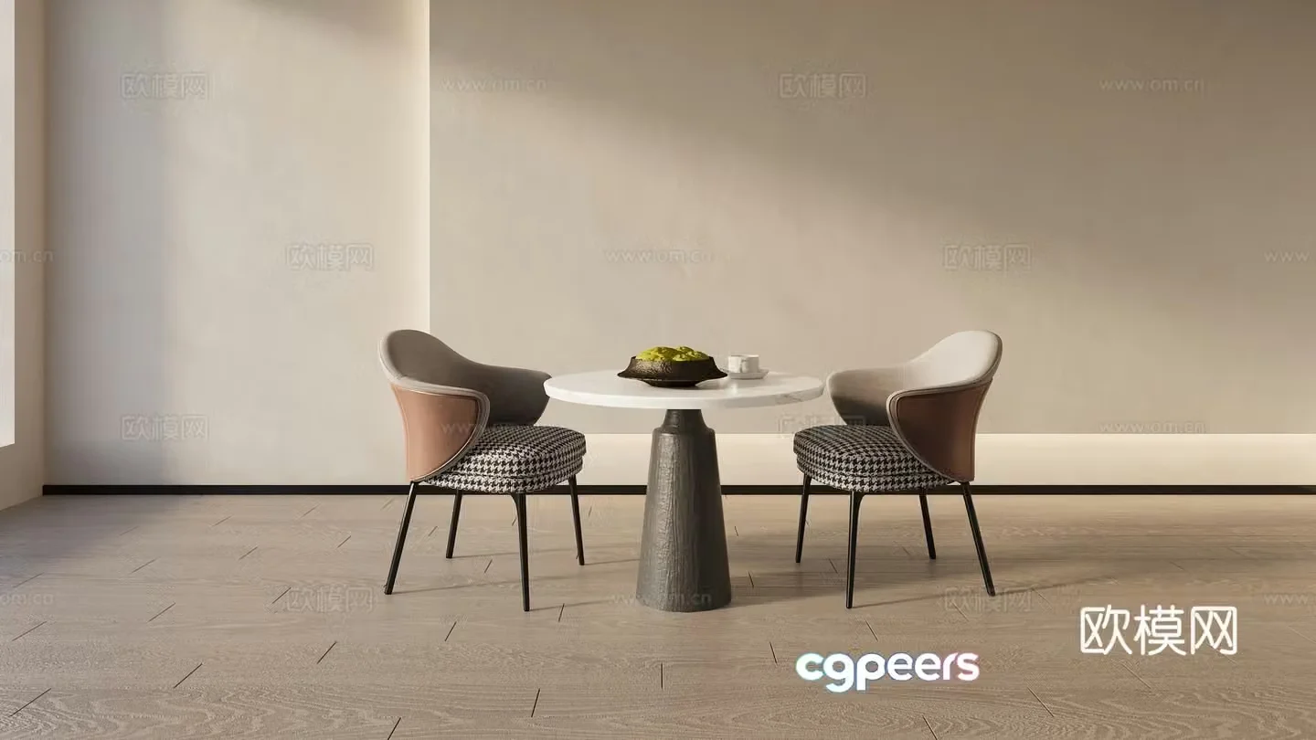 Modern casual chair coffee table 3d model