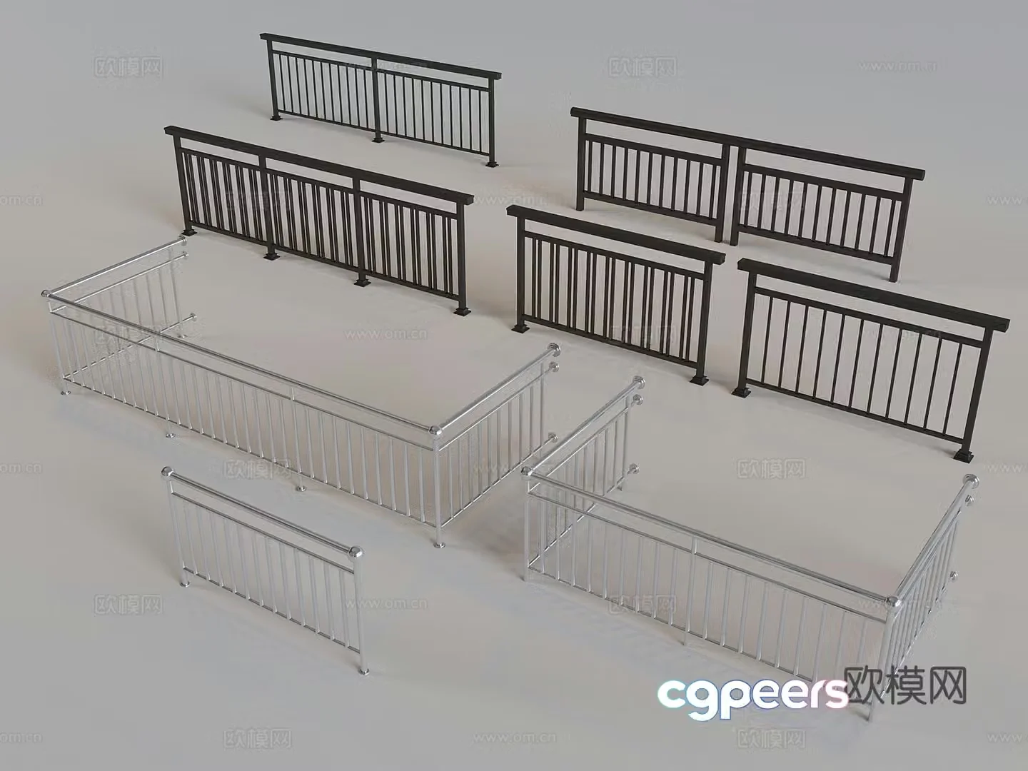 Stainless steel fence guardrail iron stair railing guardrail 3d model