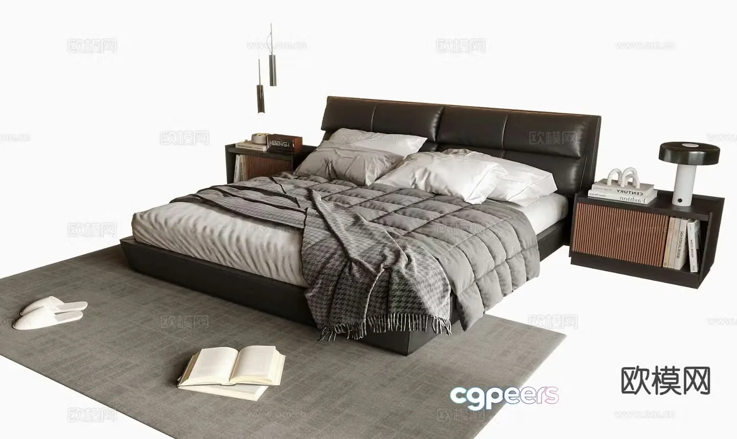 Italian double bed 3d model