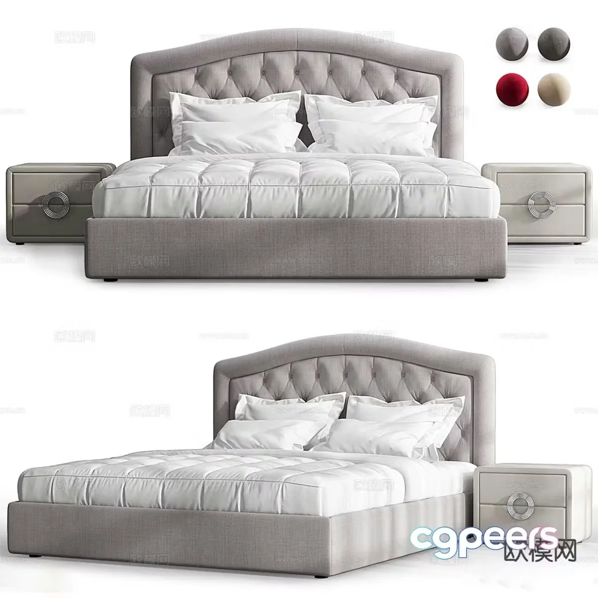Modern double bed 3d model