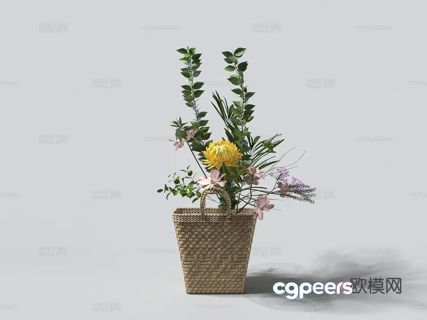 Bamboo flower basket floral arrangement flowers flower arrangement 3d model