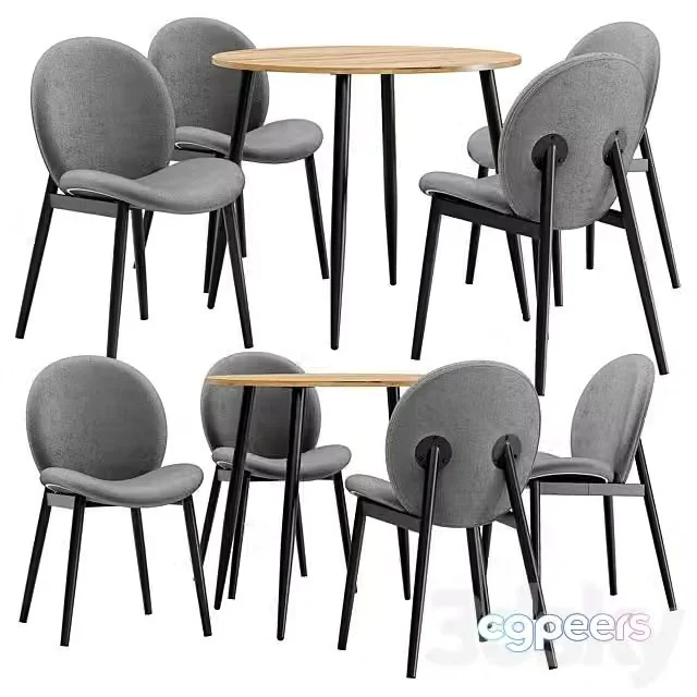 3ds Max Free – Dining Chair Tiole and Table Uranus