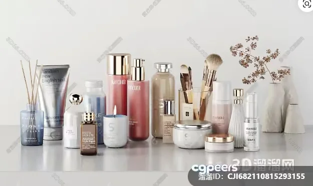 A Collection Of Beauty Products 3D Model – 17497 – VRAY Render