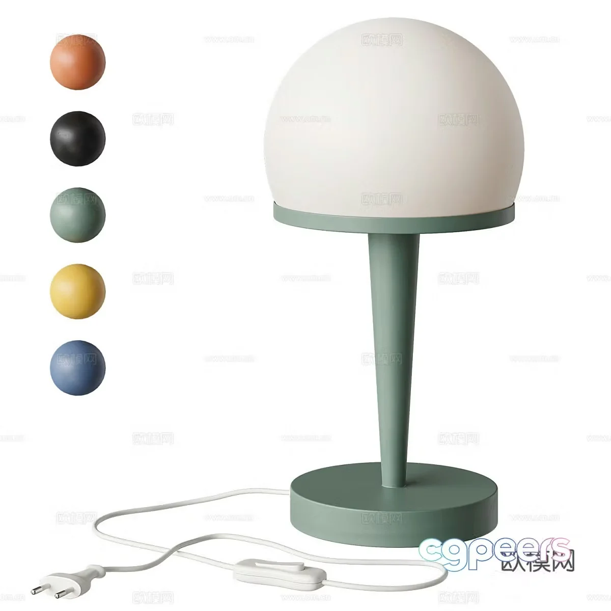Modern cream style spherical table lamp 3d model