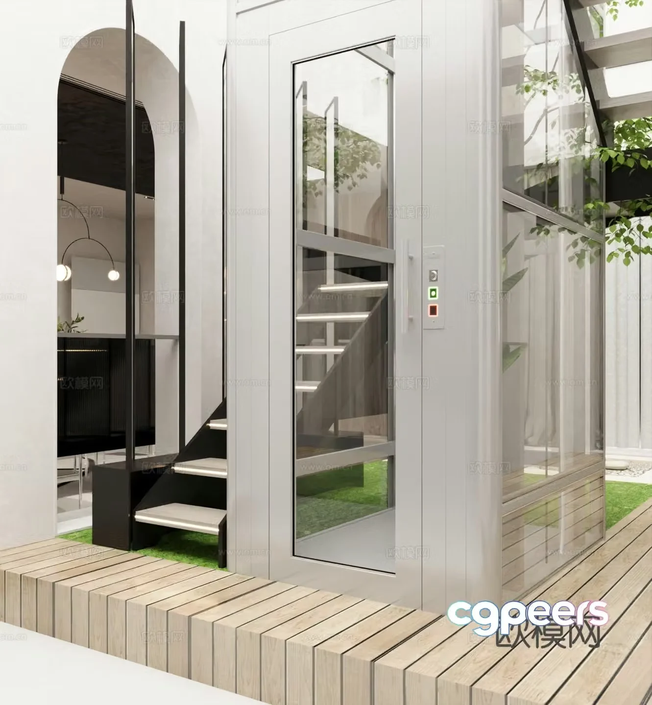 Modern elevator villa elevator indoor elevator 3d model