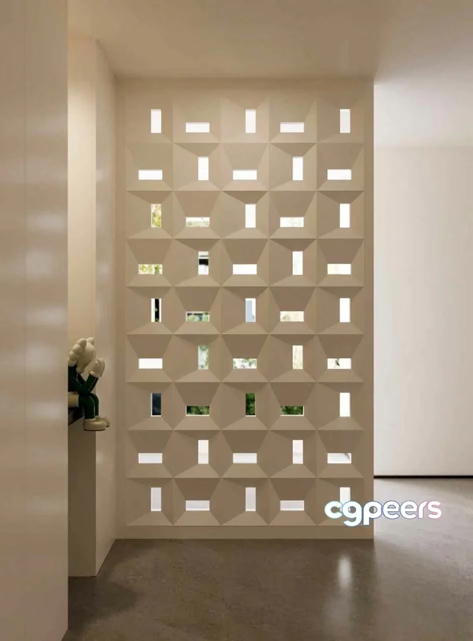 A Decorative Wall With A Geometric Pattern 3D Model – 9245 – VRAY Render