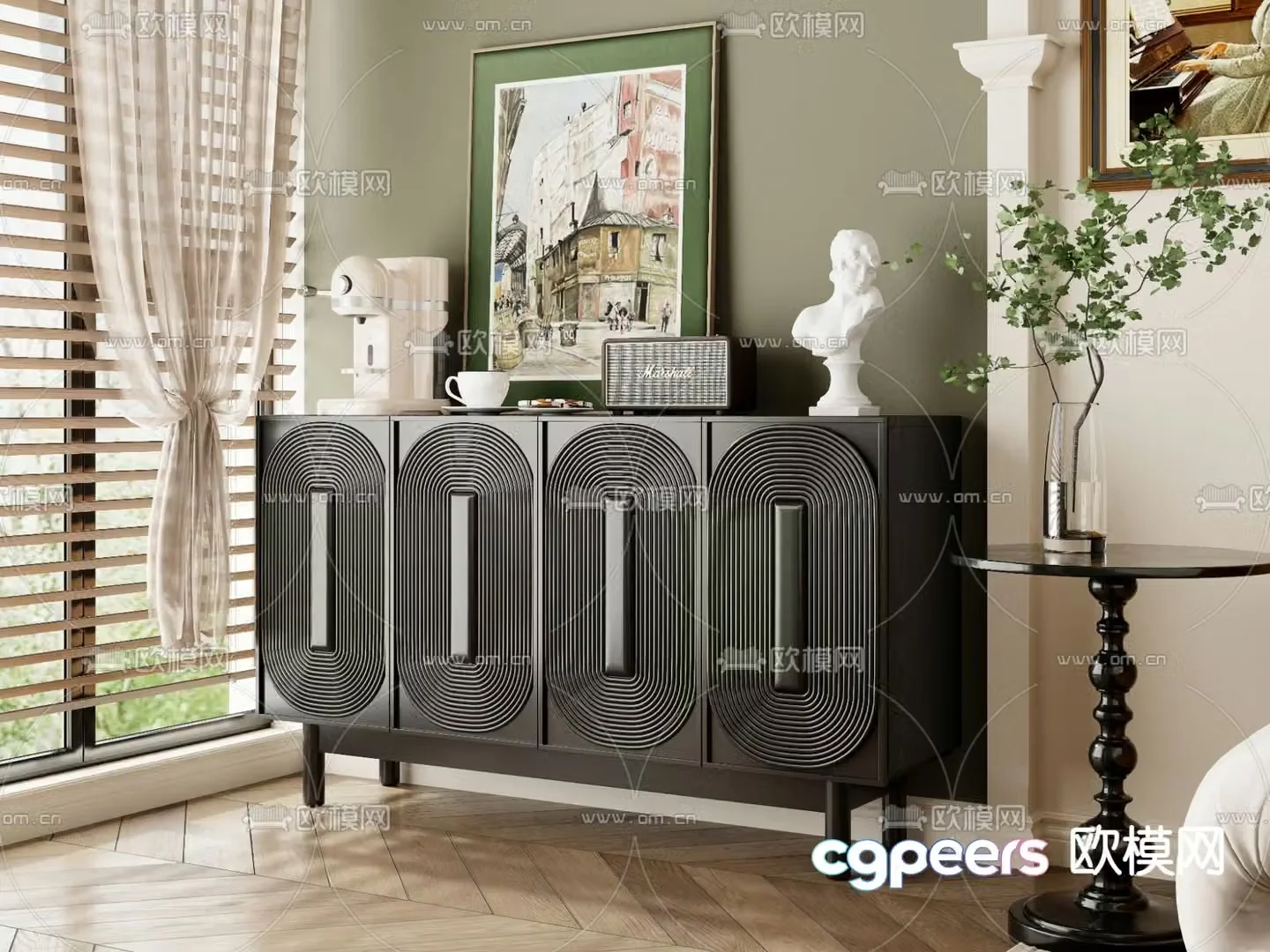 French entryway cabinet 3d model