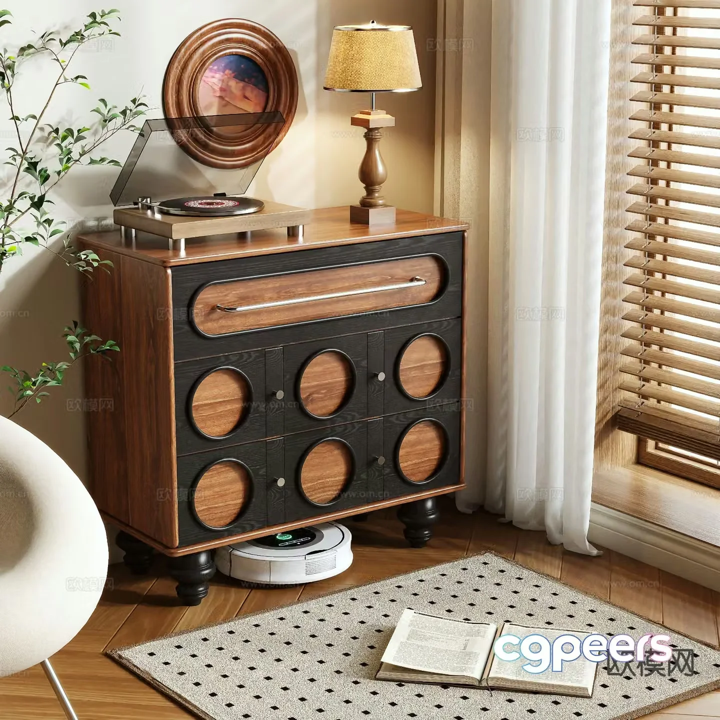 Medieval style side cabinet 3D model
