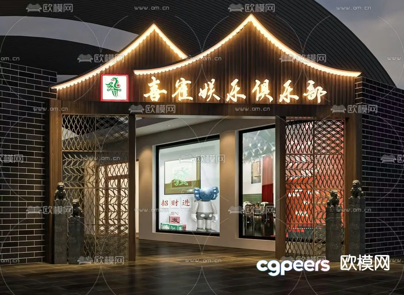 New Chinese style club department head 3D model