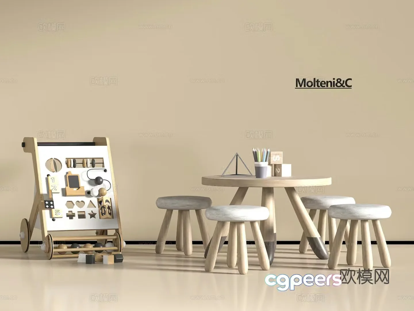 Modern children’s table and chair 3d model