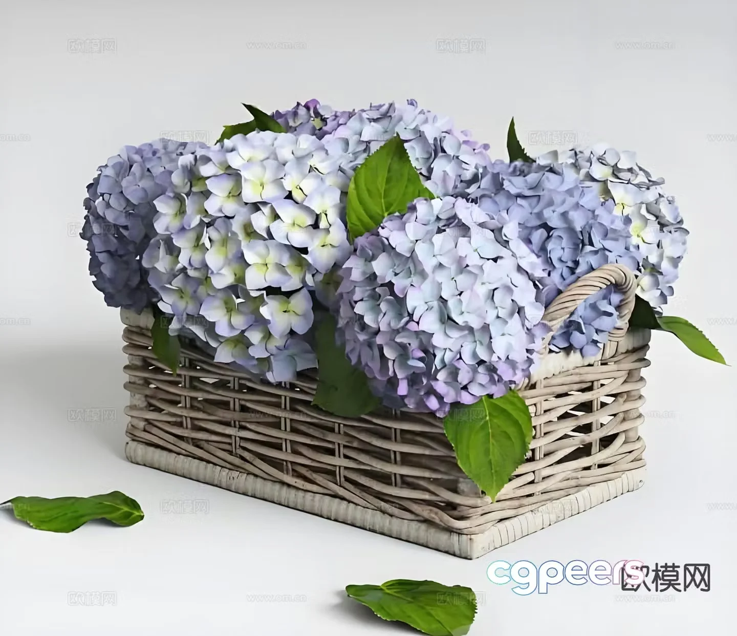 Hydrangea flower basket floral ornaments 3d model
