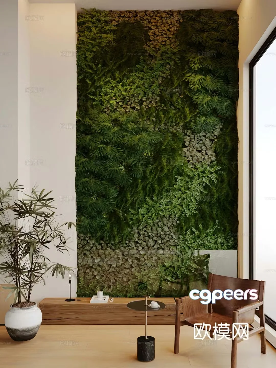 Green plant wall Plant wall 3d model