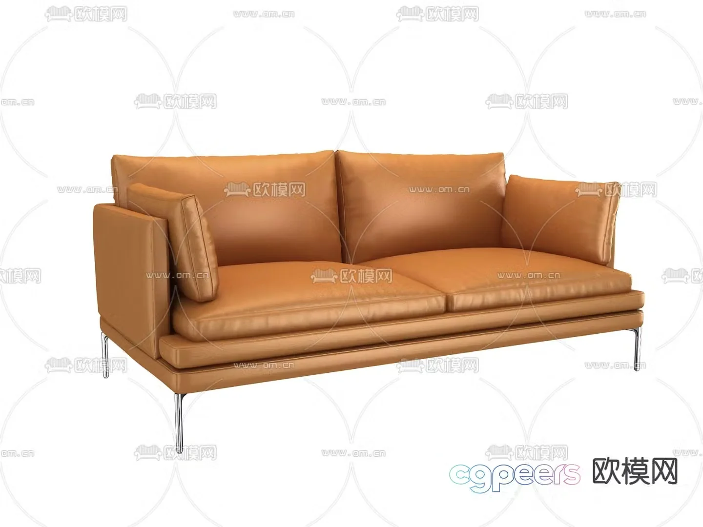 Double sofa leather sofa 3d model