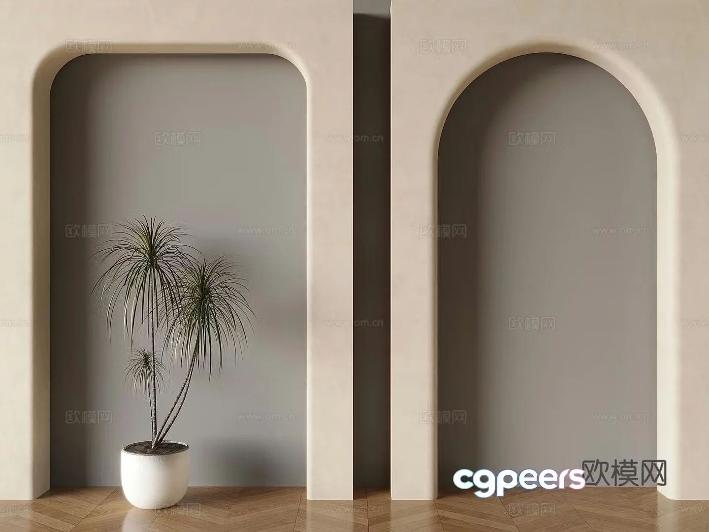Arc cream wind gate hole Door arch hole 3d model