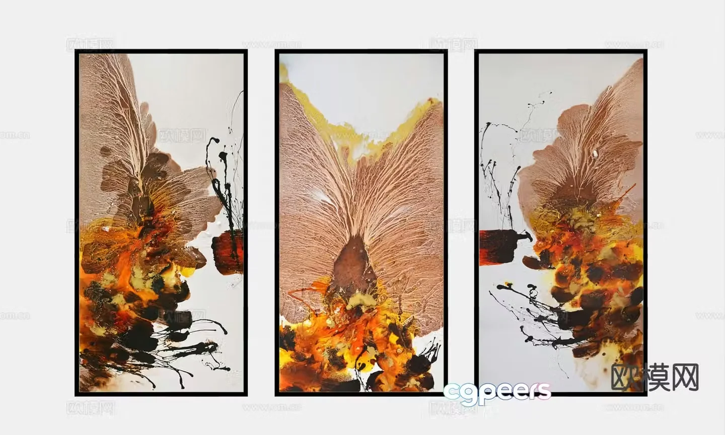 Medieval style abstract painting oil painting decorative painting 3D model