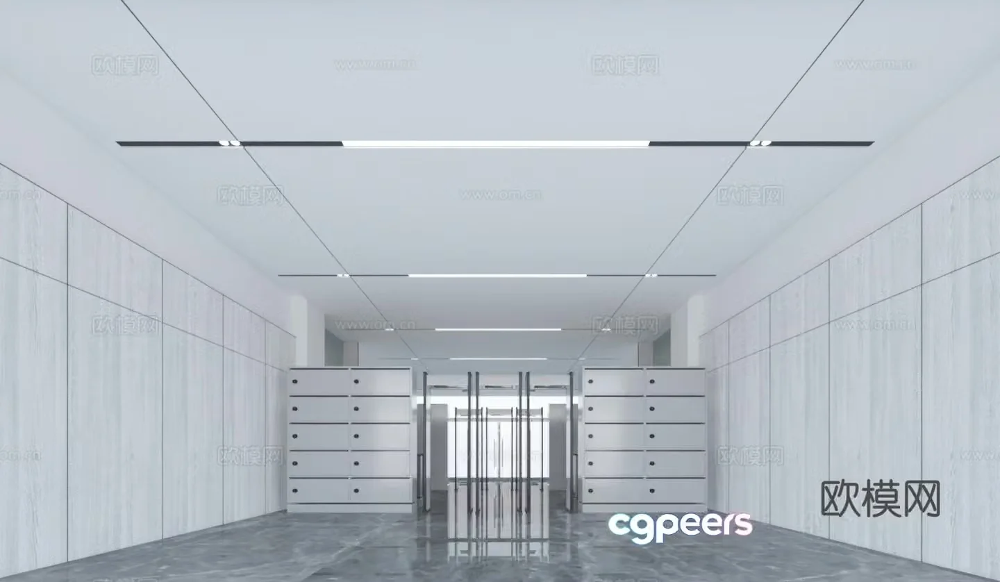 Modern office business lobby 3d model