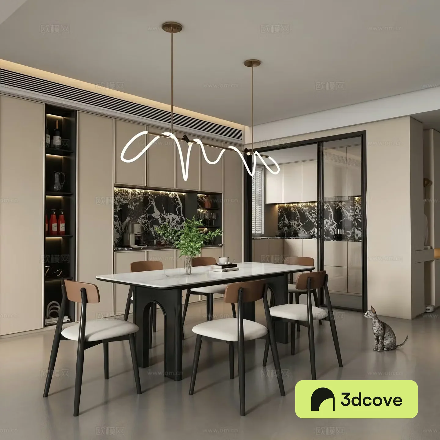 Modern restaurant dining table and chair