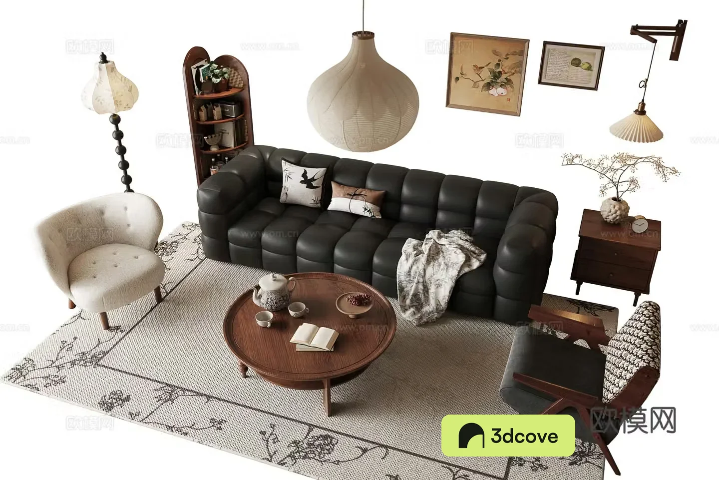 Middle style combination sofa 3D model