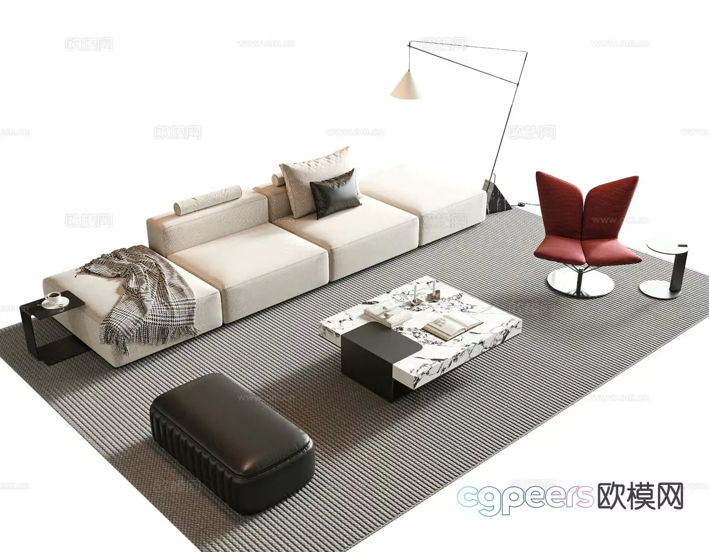 Italian sectional sofa 3d model