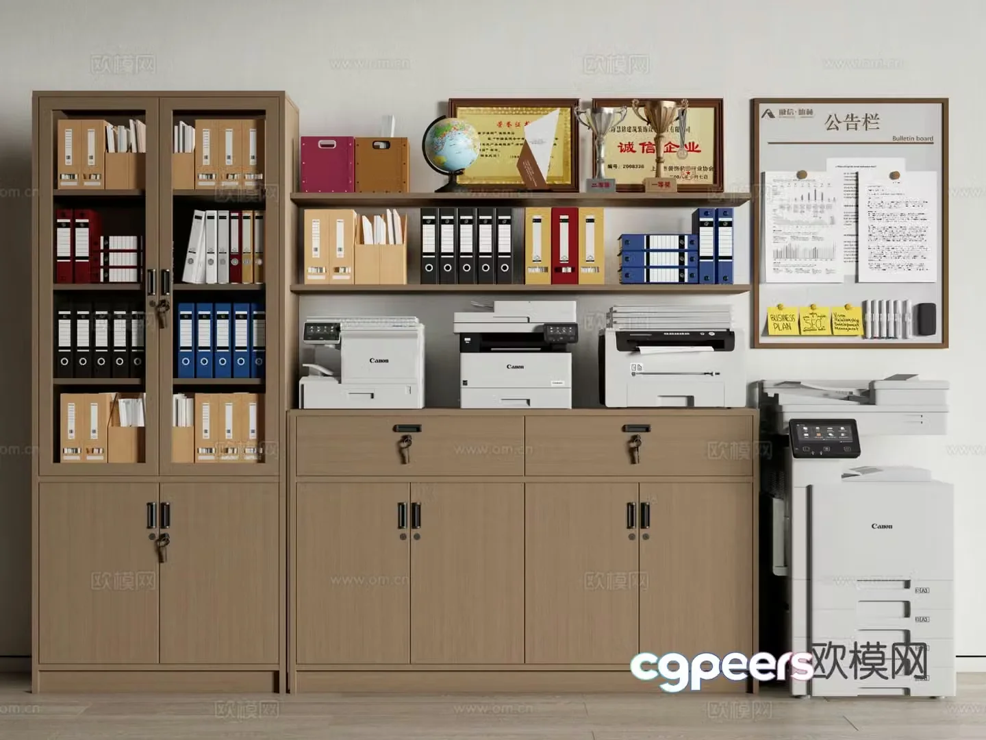 Modern printer copier file cabinet 3d model