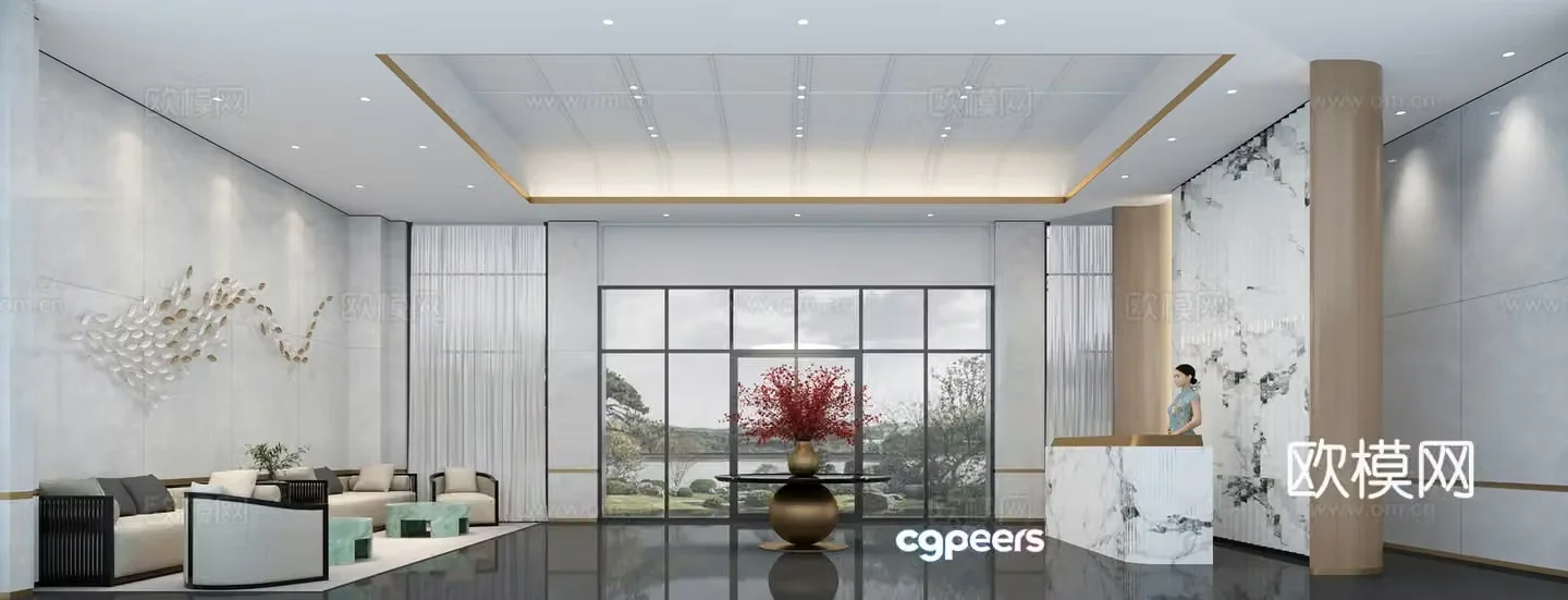 Modern hall 3d model