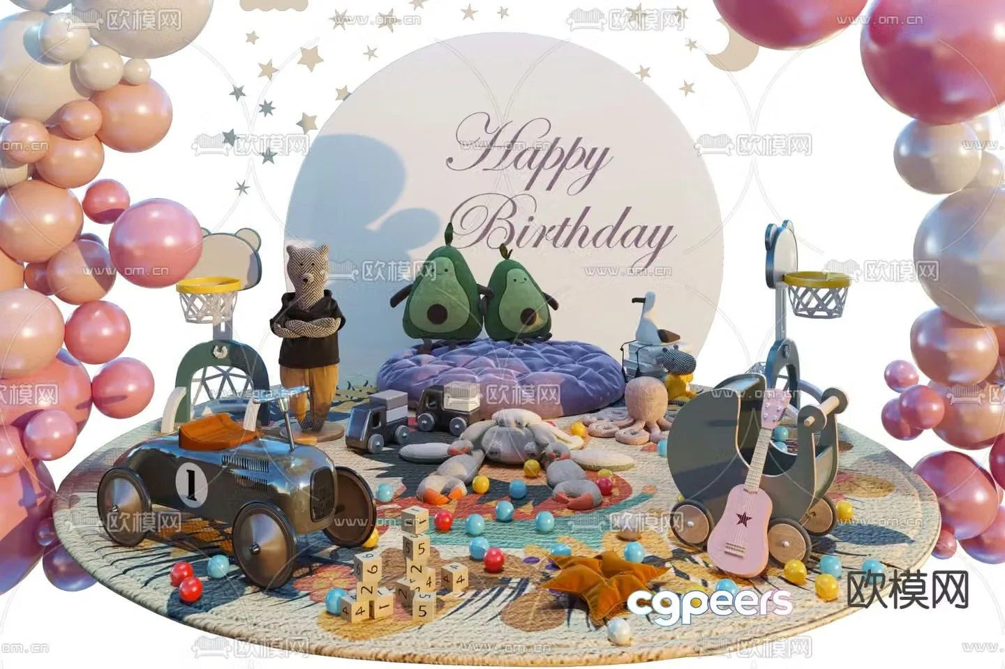 Modern children’s plush toy 3d model
