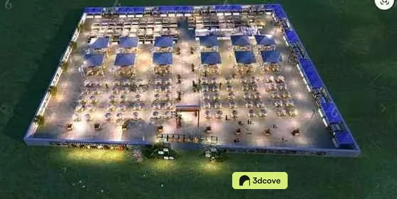 Aerial View Of A Building At Night