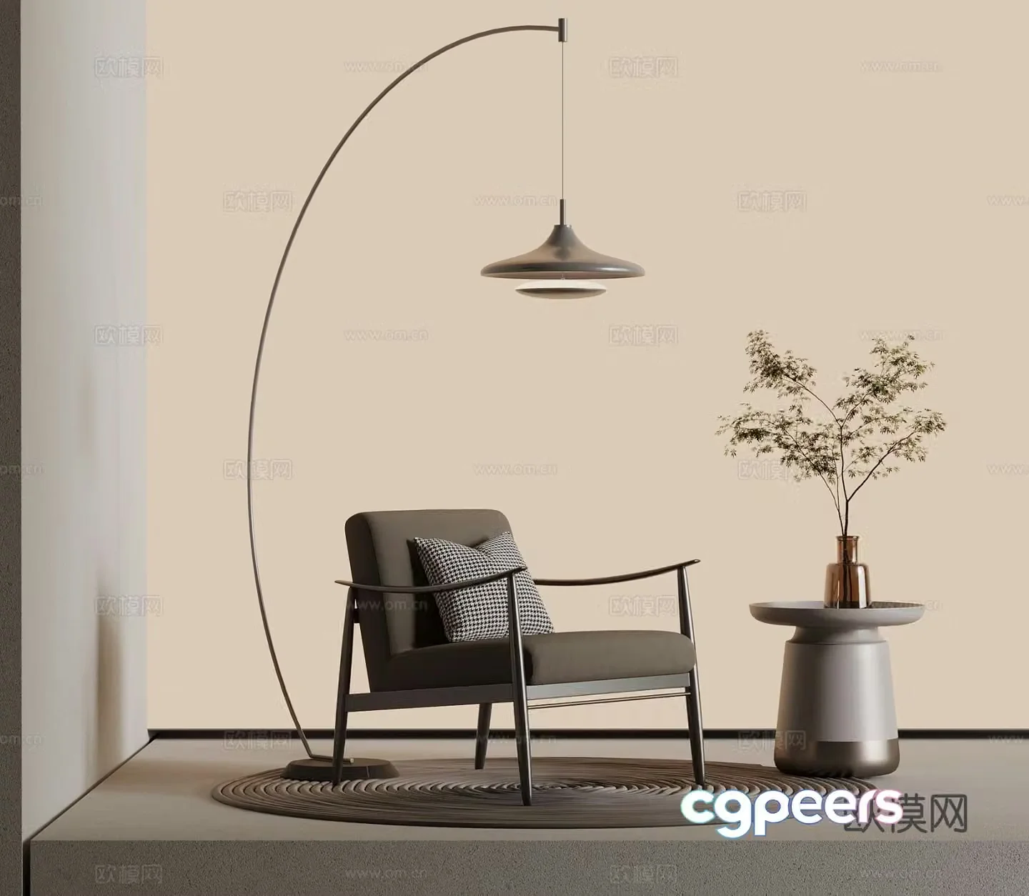 Modern armchair lounge chair floor lamp 3d model