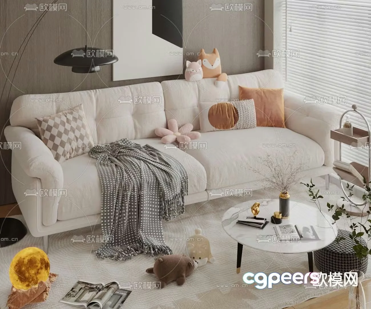 Double sofa upholstered sofa 3d model