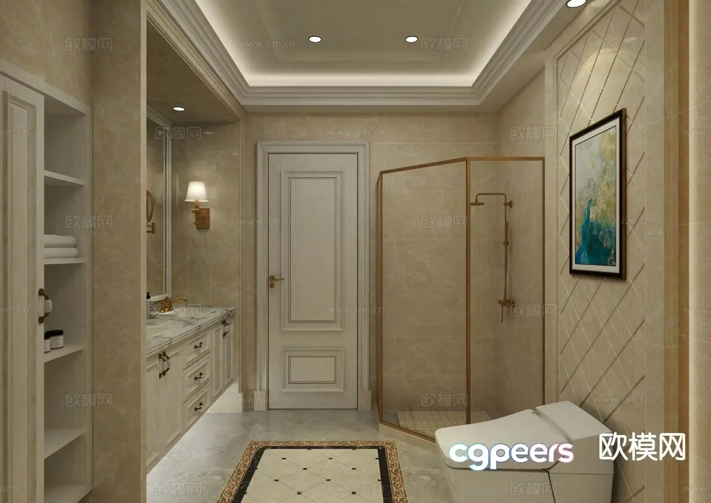 European style bathroom bathroom toilet 3d model
