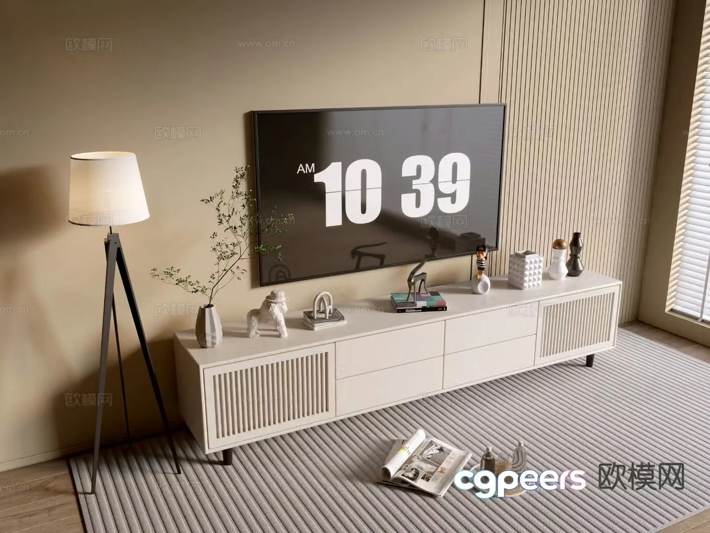 Cream style TV cabinet 3d model