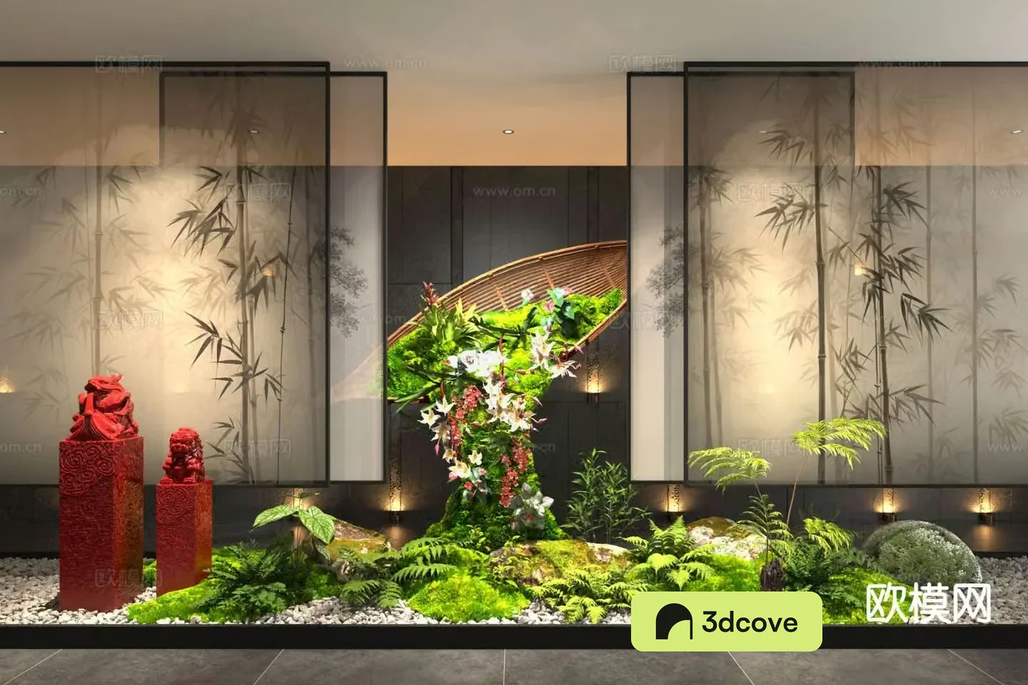 New Chinese style indoor landscaping indoor landscape