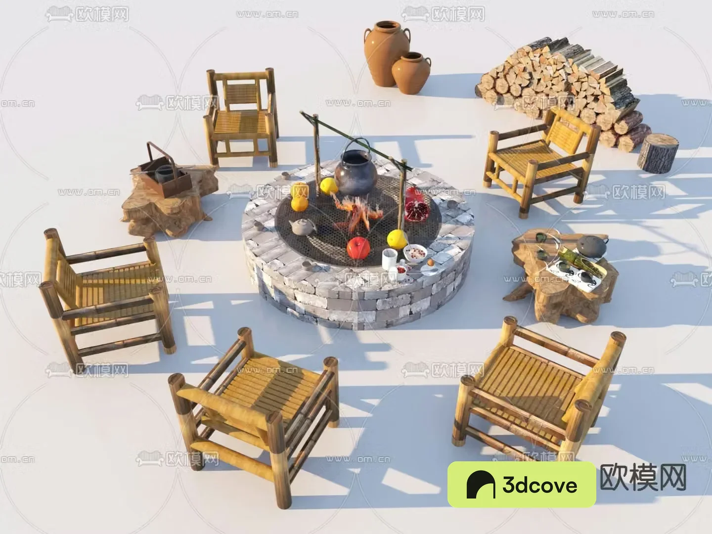 New Chinese style outdoor chair bamboo chair campfire