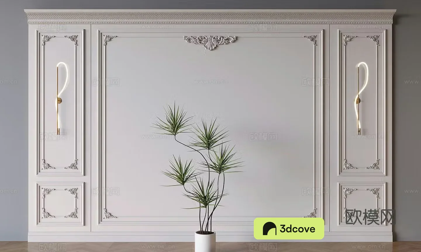 French carved wainscot sofa background wall