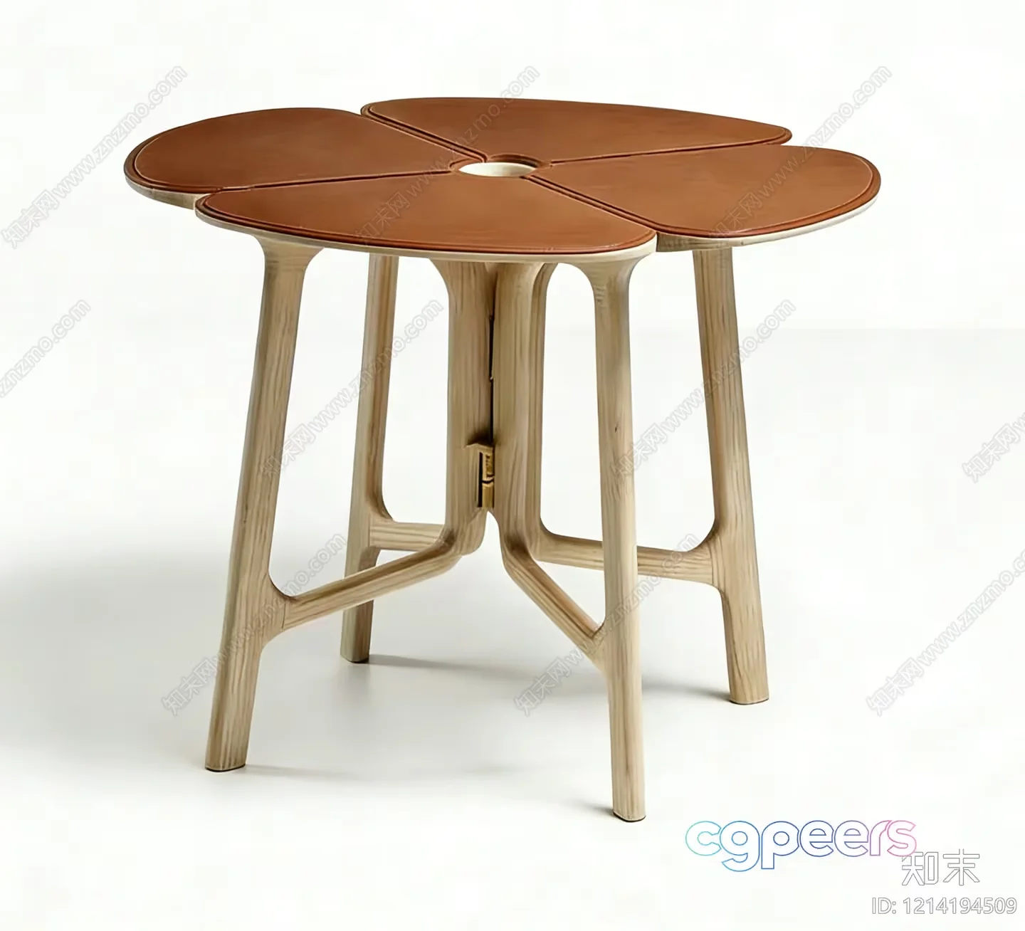 A Wooden Table With Four Round Brown Sections 3D Model – 23461 – VRAY Render