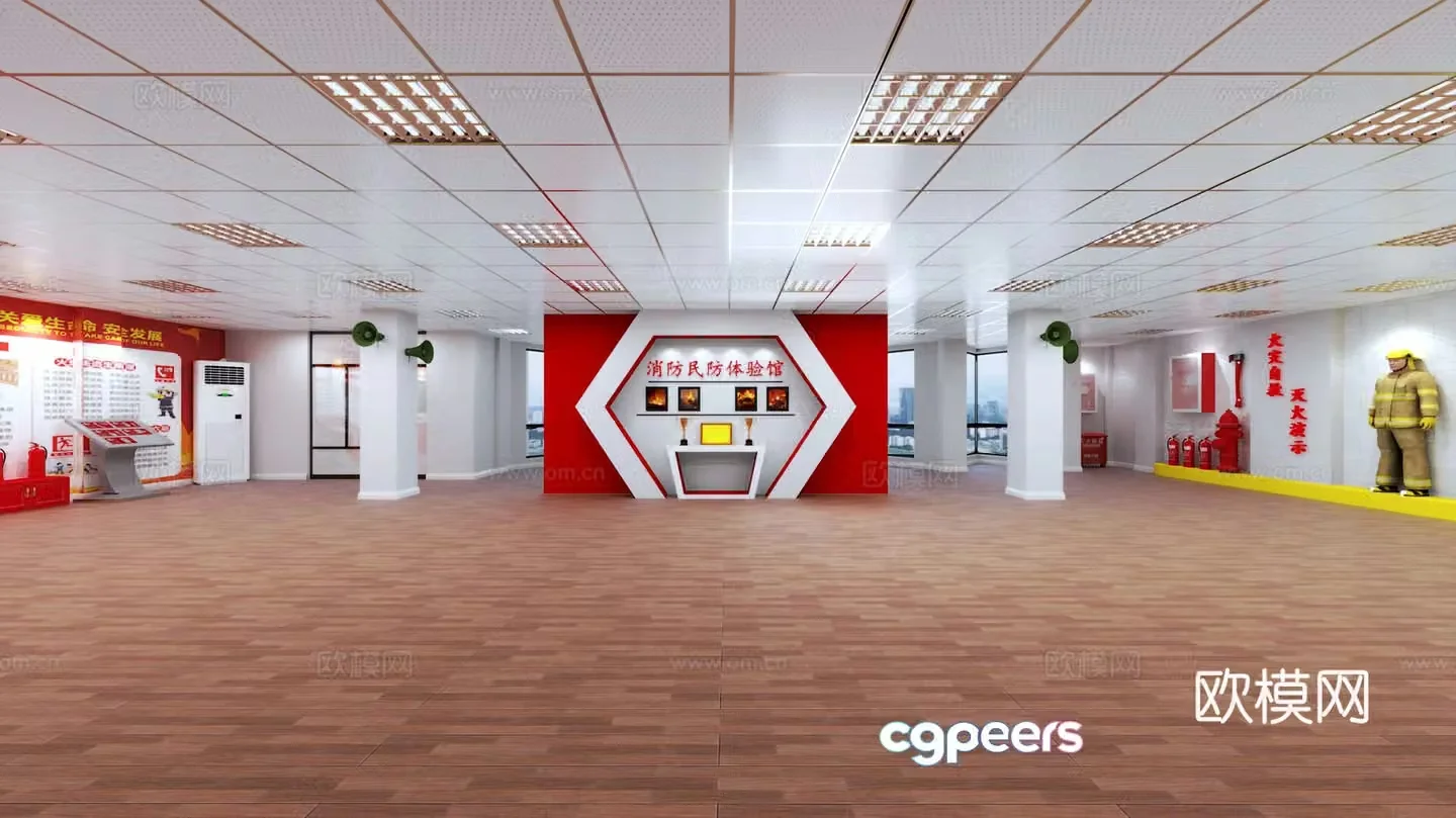 3D model of modern fire protection experience hall exhibition hall